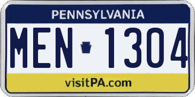 PA license plate MEN1304
