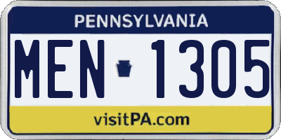 PA license plate MEN1305