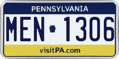 PA license plate MEN1306
