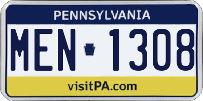 PA license plate MEN1308