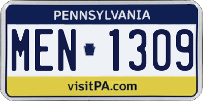 PA license plate MEN1309