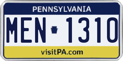PA license plate MEN1310