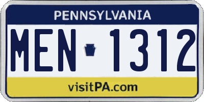 PA license plate MEN1312