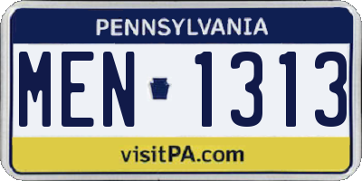 PA license plate MEN1313