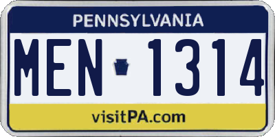 PA license plate MEN1314