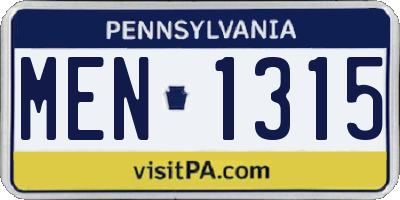 PA license plate MEN1315