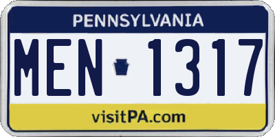 PA license plate MEN1317