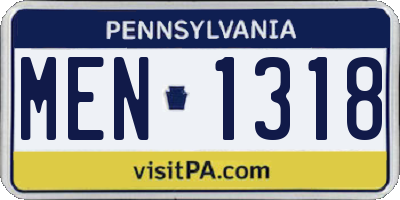 PA license plate MEN1318