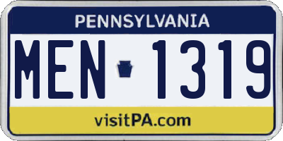 PA license plate MEN1319