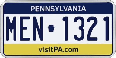 PA license plate MEN1321
