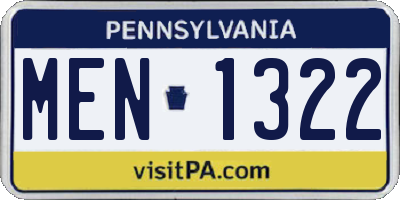 PA license plate MEN1322