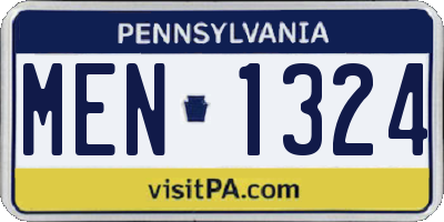 PA license plate MEN1324