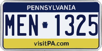 PA license plate MEN1325