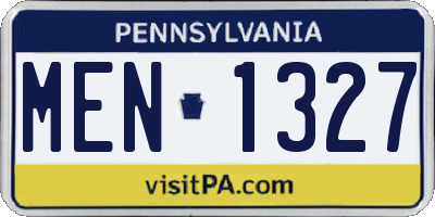 PA license plate MEN1327