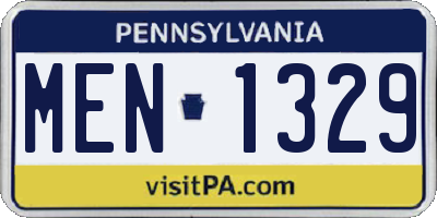 PA license plate MEN1329