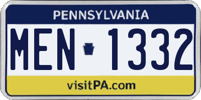 PA license plate MEN1332