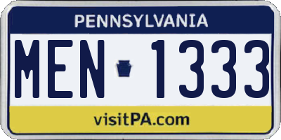 PA license plate MEN1333