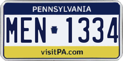 PA license plate MEN1334