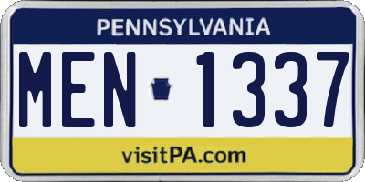 PA license plate MEN1337