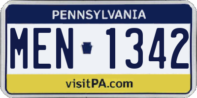 PA license plate MEN1342