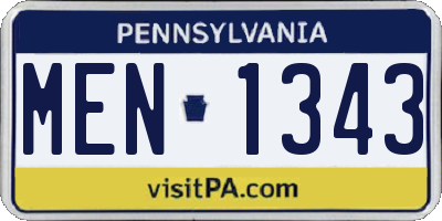 PA license plate MEN1343