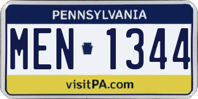 PA license plate MEN1344