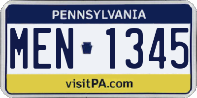PA license plate MEN1345