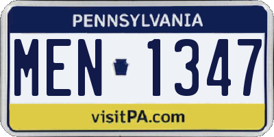PA license plate MEN1347