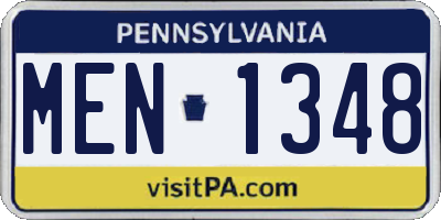 PA license plate MEN1348