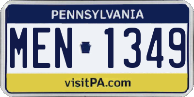 PA license plate MEN1349
