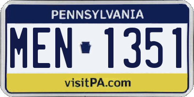 PA license plate MEN1351