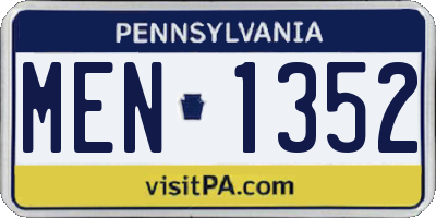 PA license plate MEN1352