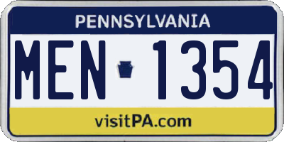 PA license plate MEN1354