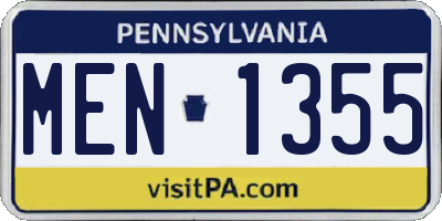 PA license plate MEN1355