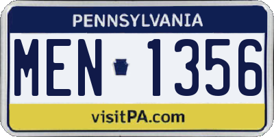 PA license plate MEN1356