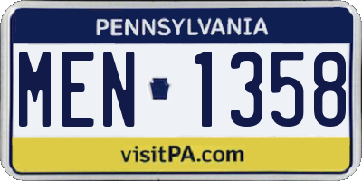 PA license plate MEN1358