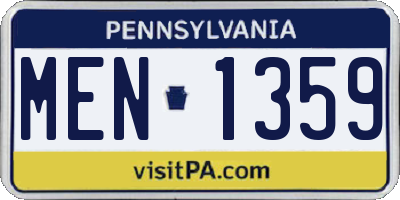 PA license plate MEN1359