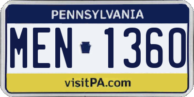 PA license plate MEN1360