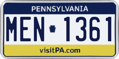 PA license plate MEN1361