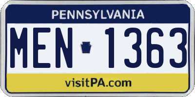 PA license plate MEN1363