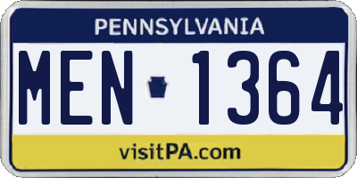 PA license plate MEN1364