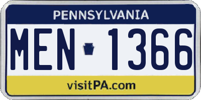 PA license plate MEN1366