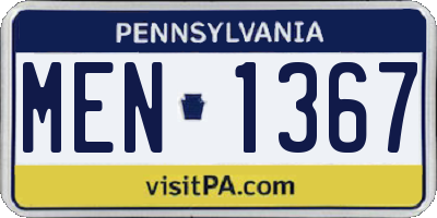 PA license plate MEN1367