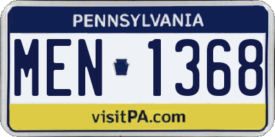 PA license plate MEN1368