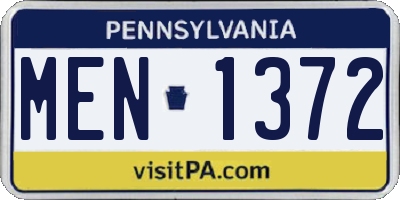PA license plate MEN1372