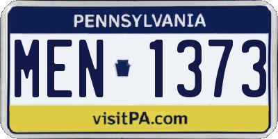 PA license plate MEN1373