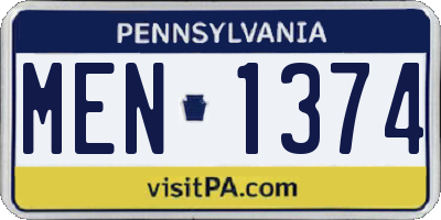 PA license plate MEN1374