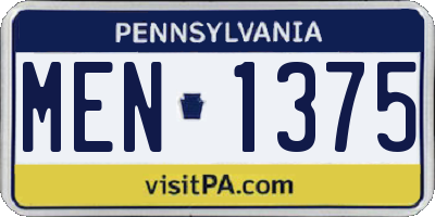 PA license plate MEN1375