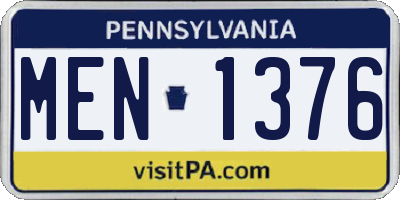 PA license plate MEN1376