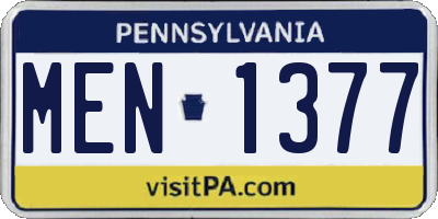 PA license plate MEN1377